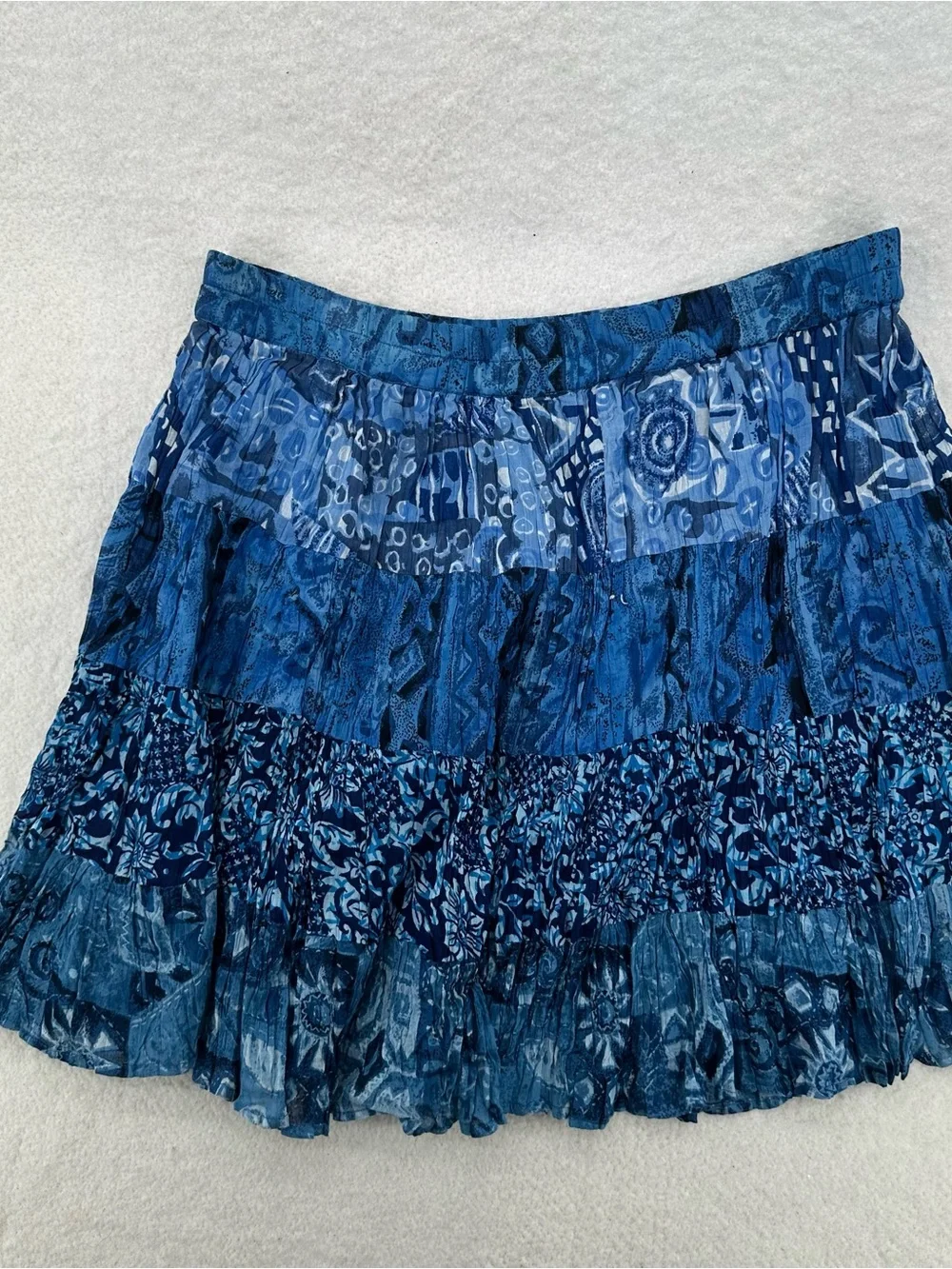 Boho Fairy 2000s Patchwork Blue Midi Skirt